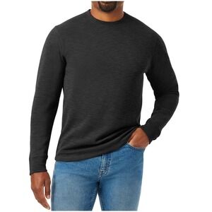 Members Mark Mens Double Knit Crewneck Long Sleeve Solid Black Size Medium
